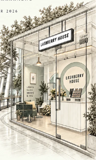 Lashberry House Ramkhamhaeng — 菜单封面插画