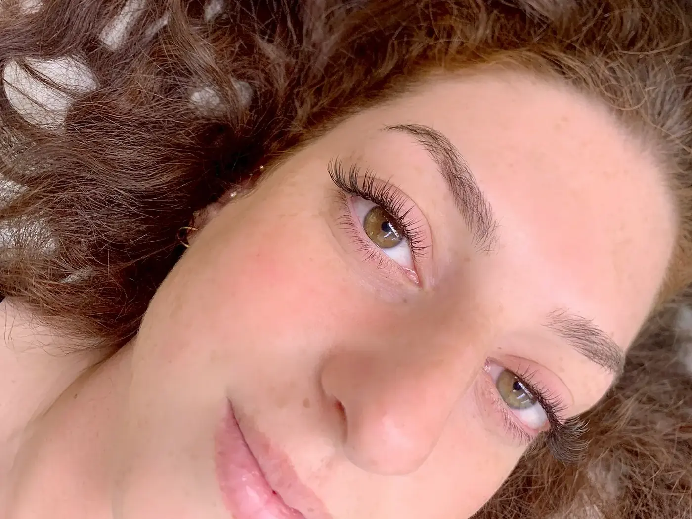 Natural classic eyelash extensions close-up